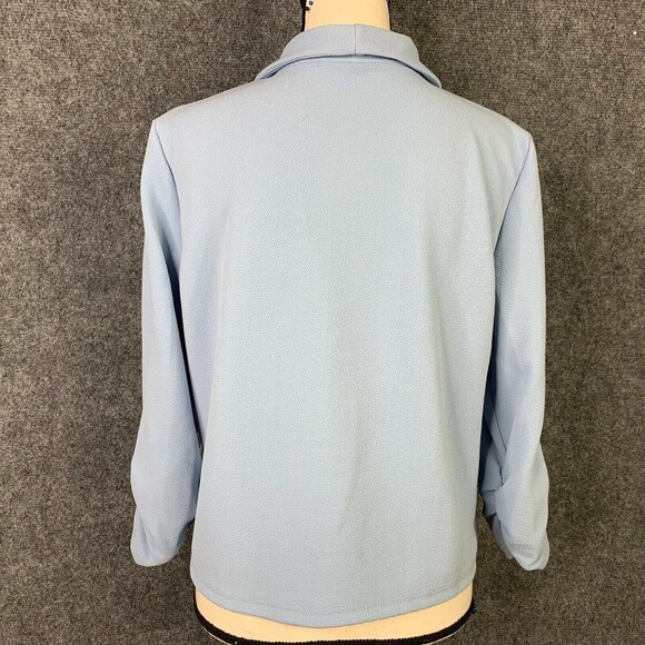 Open Cardigan Top Women XL Unbranded 3/4 Ruched Sleeve Pale Blue Waterfall Front - Picture 8 of 11